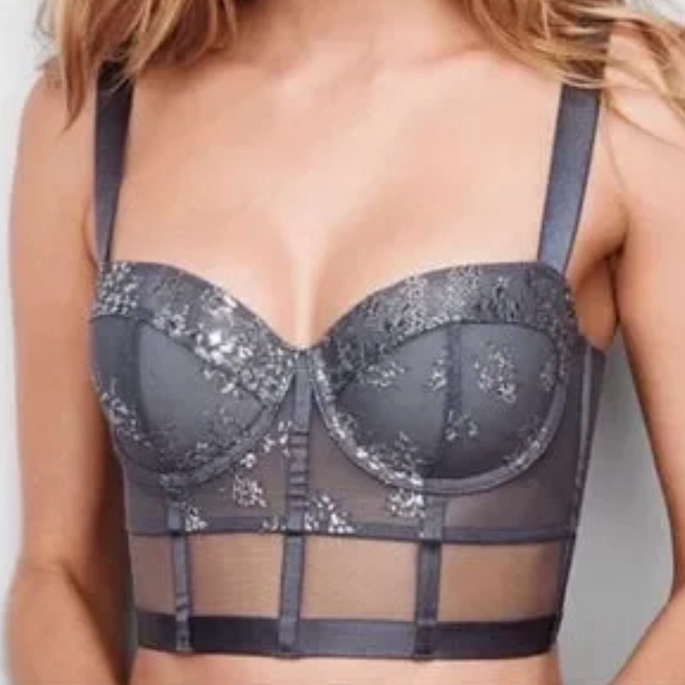 Victorias Secret 32C Corset Very Sexy Balconette Long Line Celestial Shimmer Bra